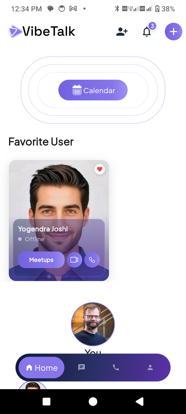 VibeTalk app screen center